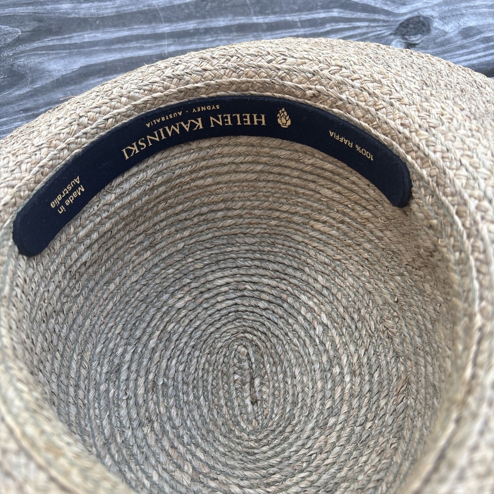 Helen Kaminski Handmade Australia Raffia Hat Natural OS white ribbon runs small - Picture 5 of 16